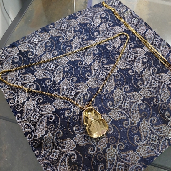 18K Gold Plated Egyptian Pharoah Pendant Necklace Cubic Zircon Crystals - Picture 7 of 9